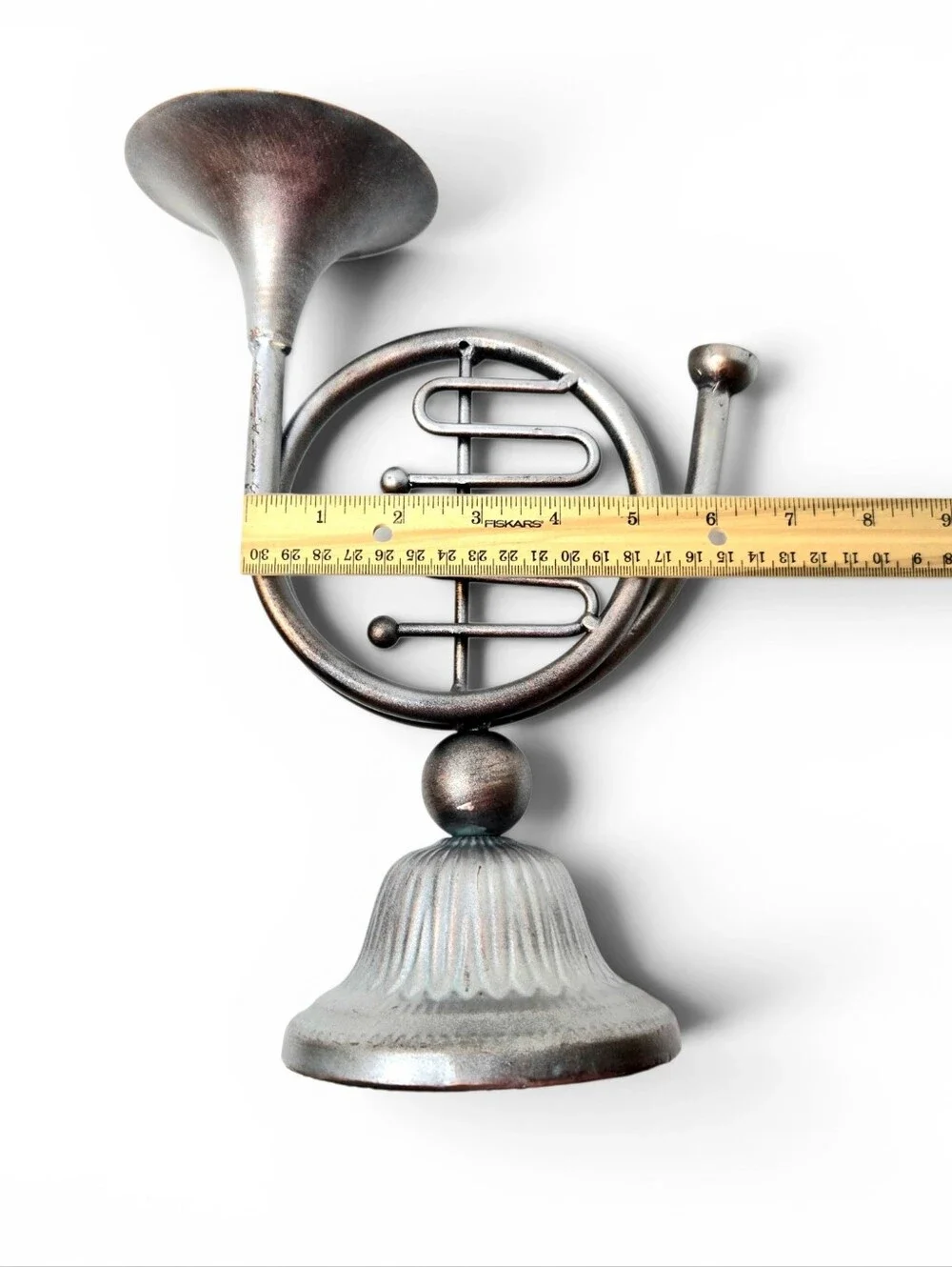 French Horn Candle Holder, Silver.